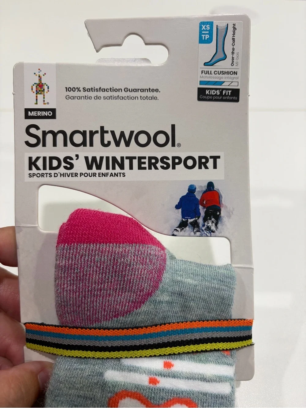 SmartWool Boys Girls Kids XS Wintersport Pattern Ski Socks Grey Pink NWT Snow